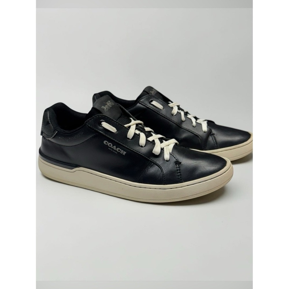Coach Womens Black Leather Sneakers Size 10 Quiet Luxury Old Money Preppy
